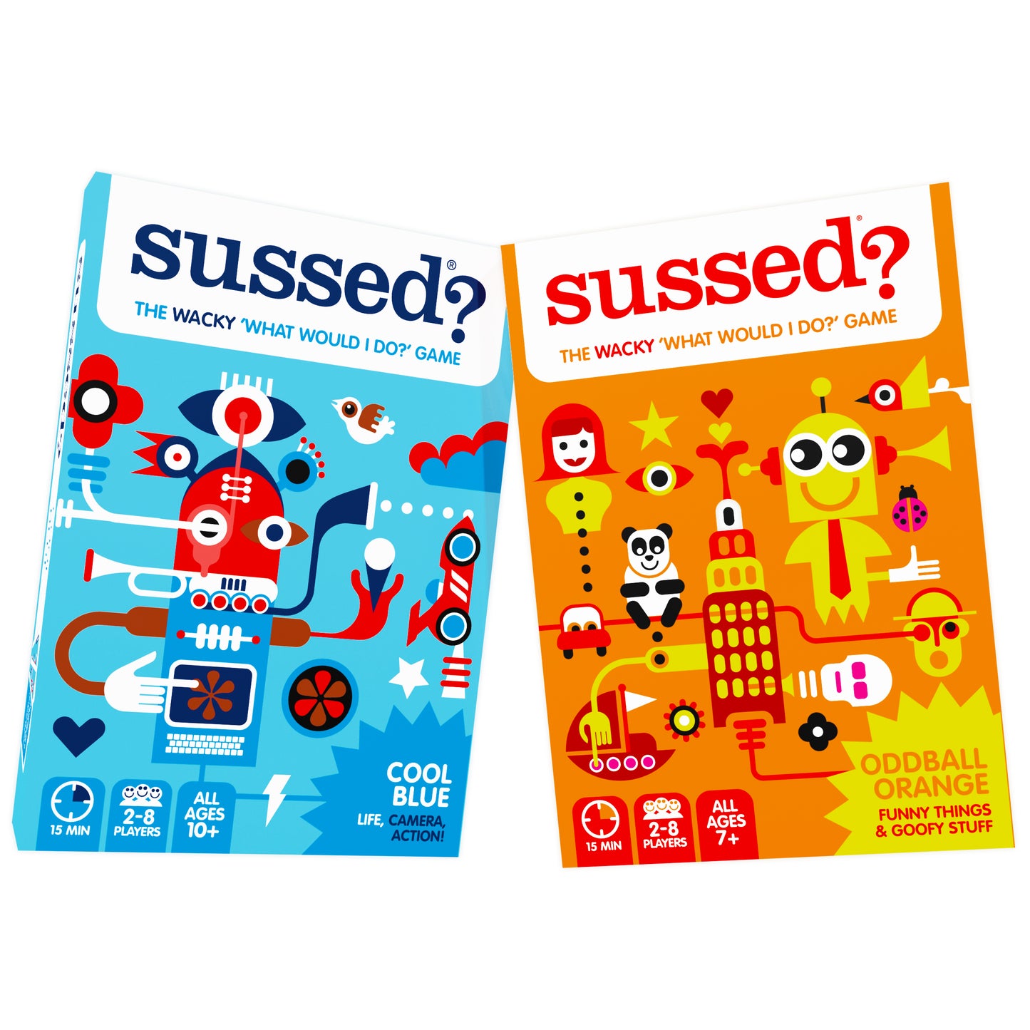 SUSSED The Wacky 'What Would I Do?' Game | 500 Hilarious Questions | Kids, Teens & Adults | 2-16 Players | 4 Ways to Play | Party Bundle with Orange & Blue Decks