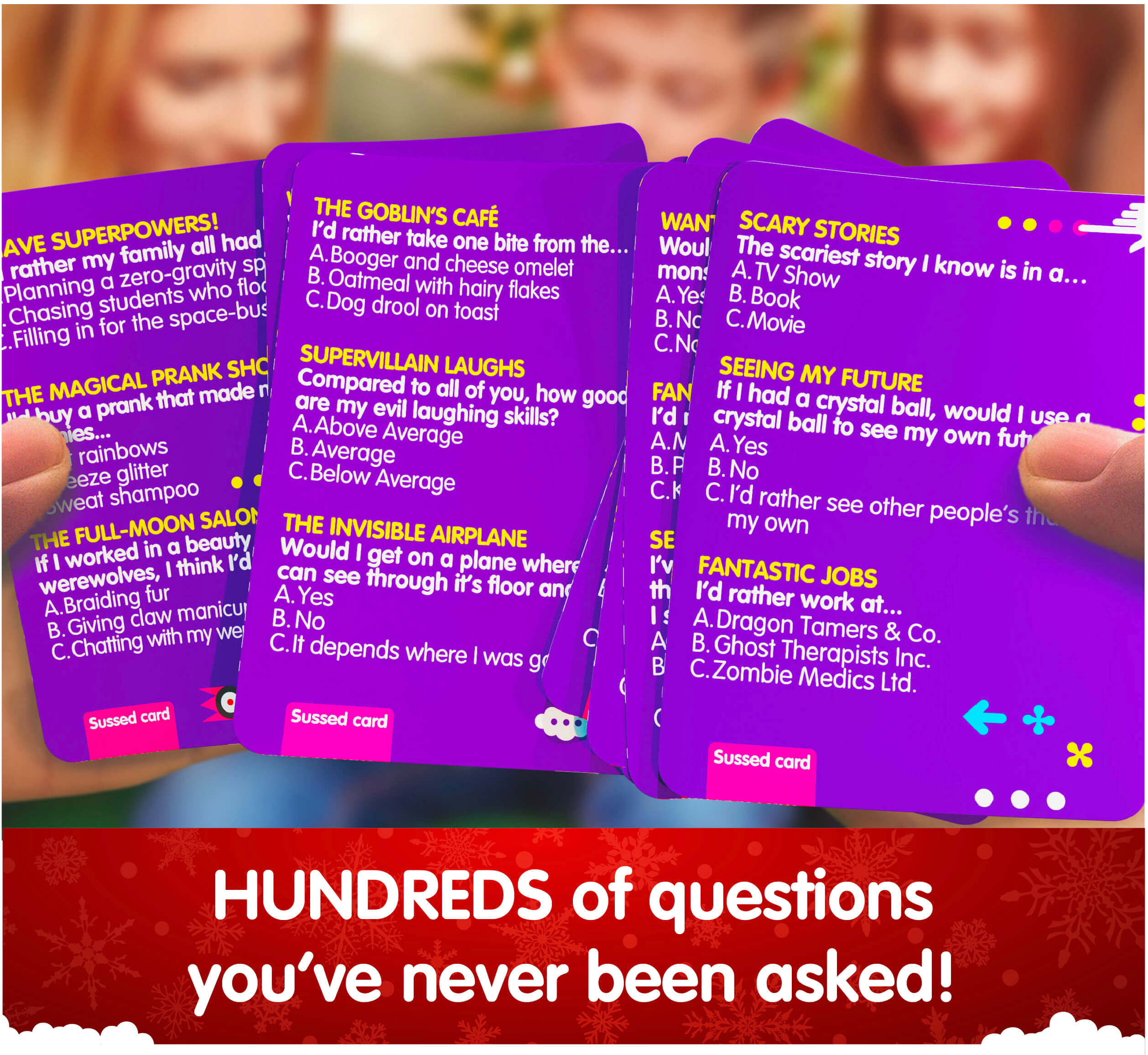 SUSSED The Wacky “What Would You Do?” Card Game | Great for Kids & Teens Social Skills | Good for Active Imaginations | Stocking Filler | Purple Pack: Dragons, Ghosts & Magic