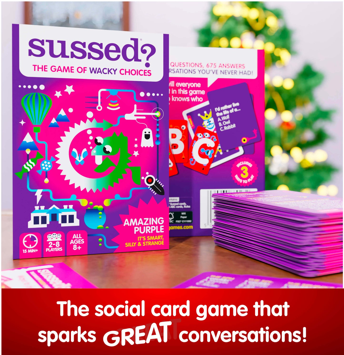 SUSSED The Wacky “What Would You Do?” Card Game | Great for Kids & Teens Social Skills | Good for Active Imaginations | Stocking Filler | Purple Pack: Dragons, Ghosts & Magic